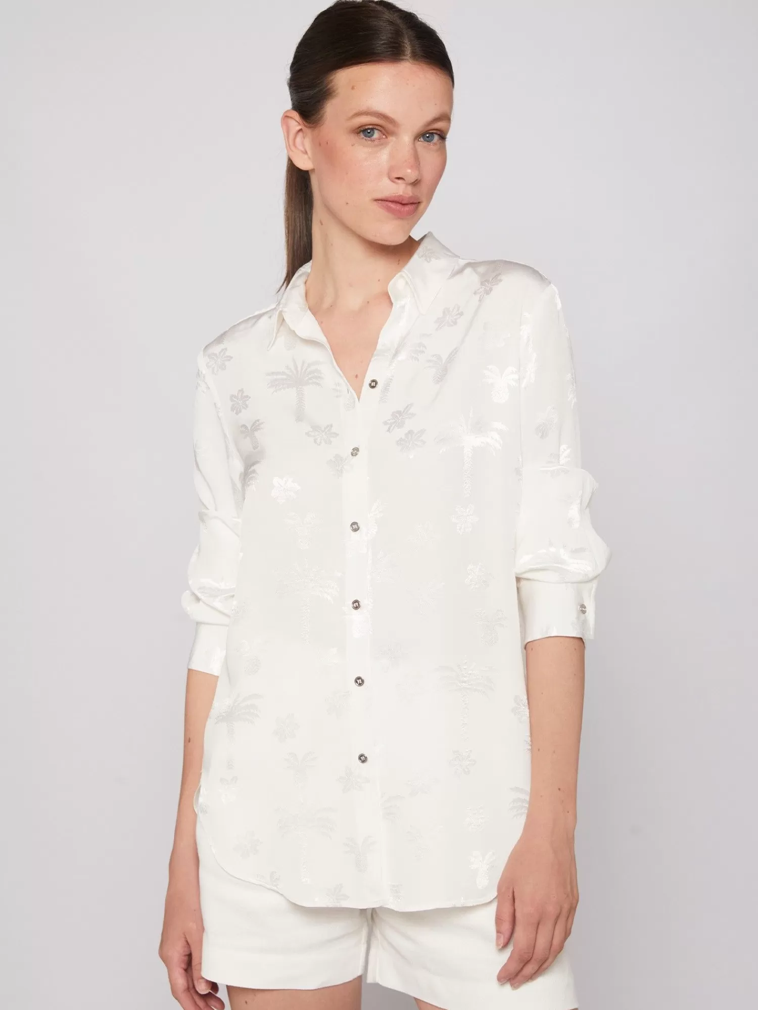 Mujer Vilagallo Camisa Blanca Jacquard La Palma