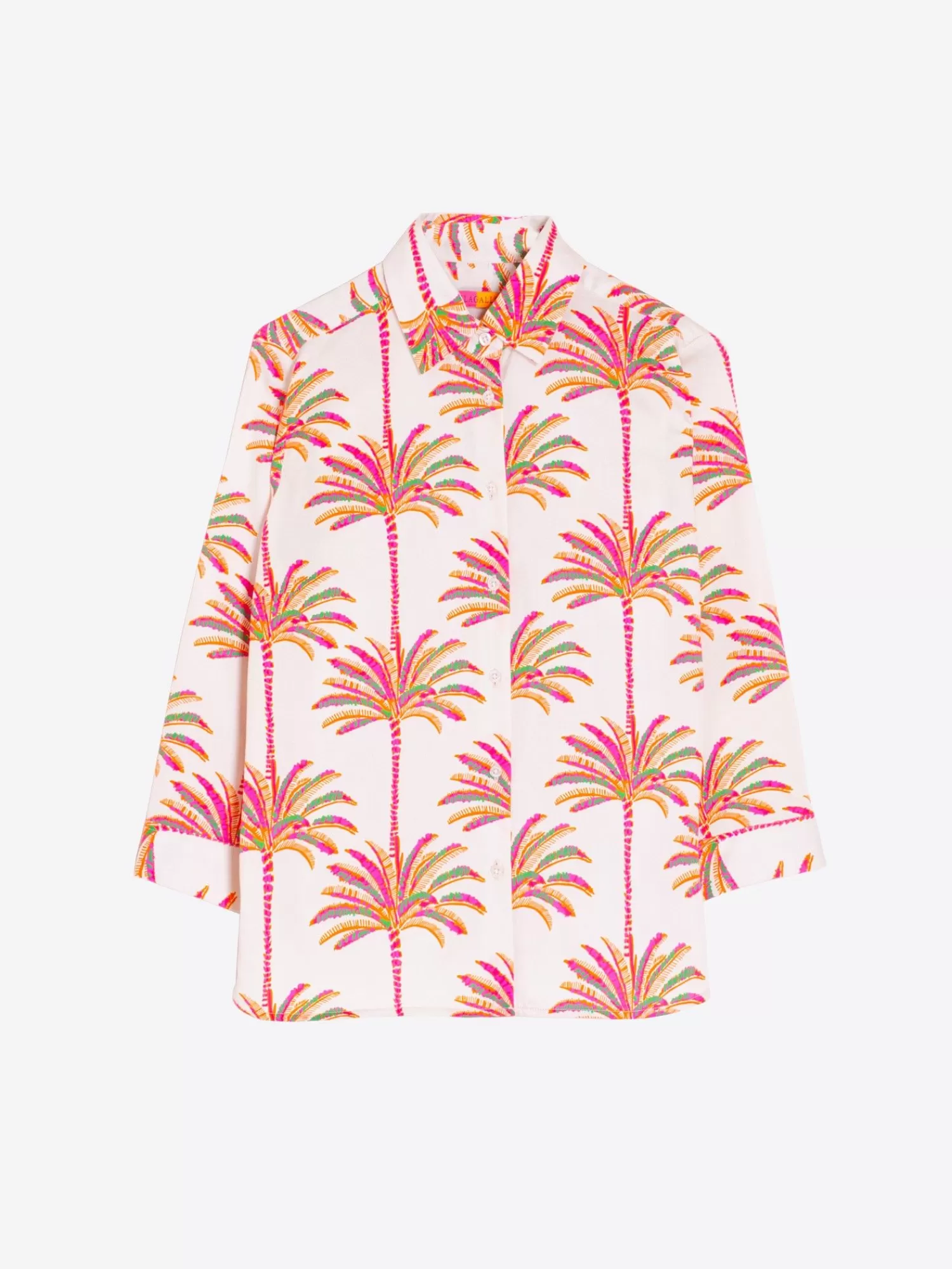 Mujer Vilagallo Camisa Sara Pink Palm Tree Print