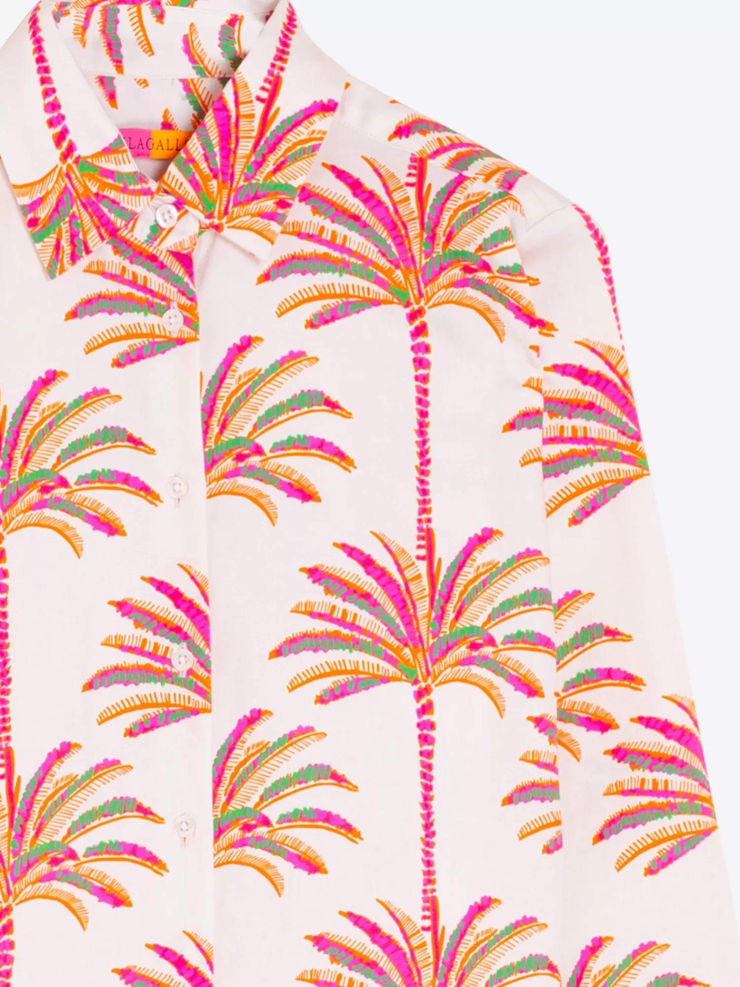 Mujer Vilagallo Camisa Sara Pink Palm Tree Print