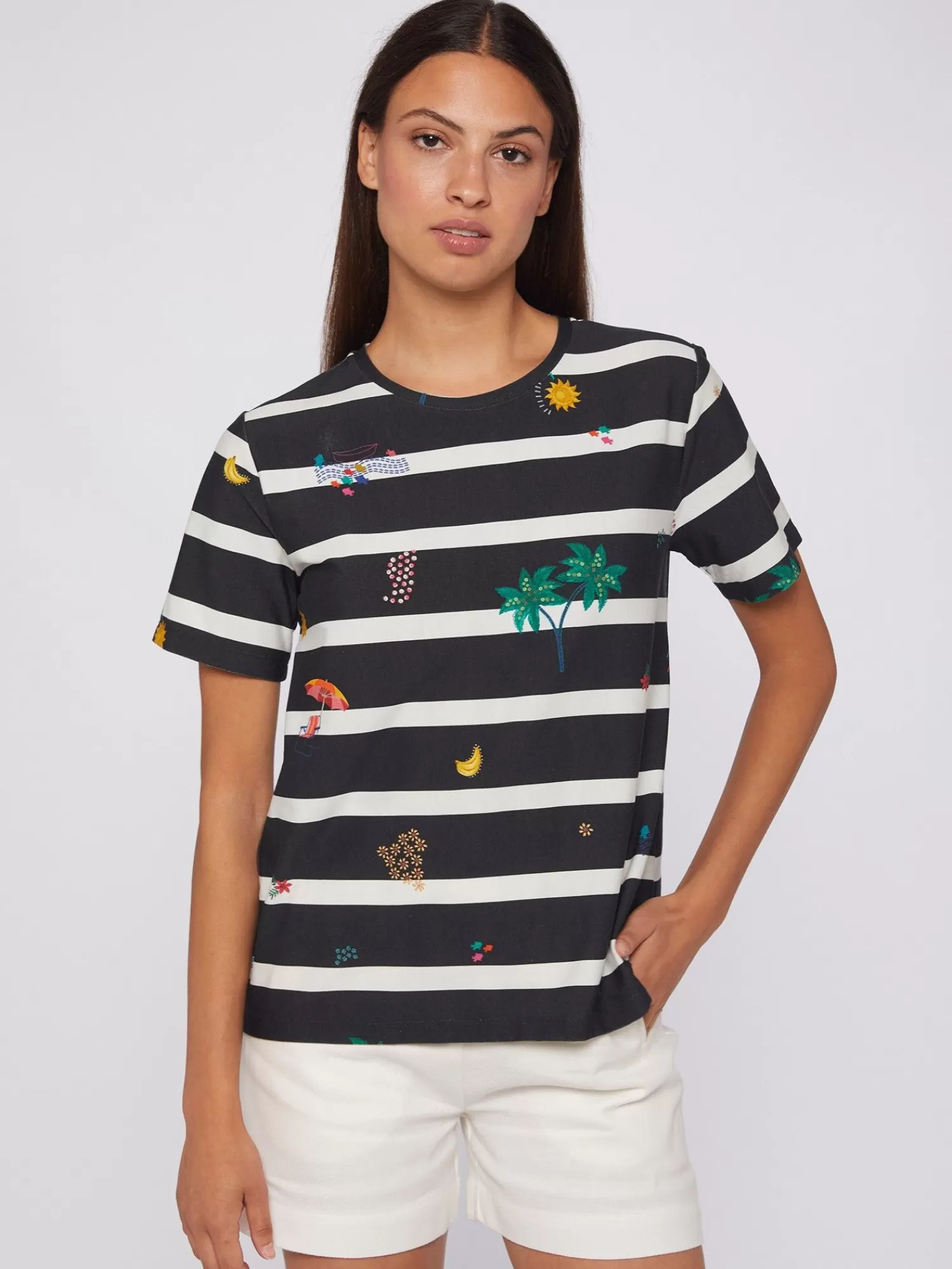 Mujer Vilagallo Camiseta Rayas B&N