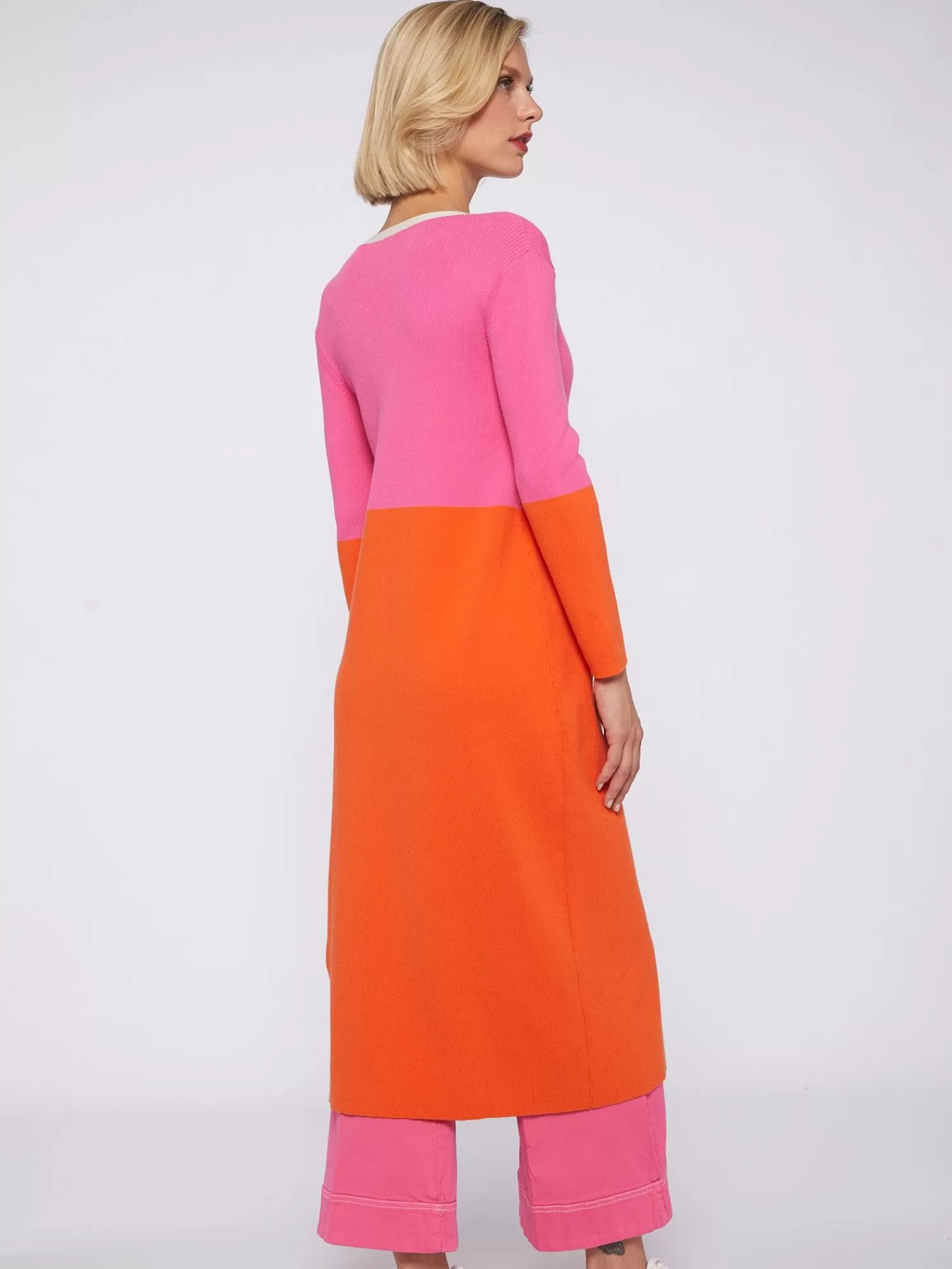 Mujer Vilagallo Cardigan Bicolor Rosa Naranja