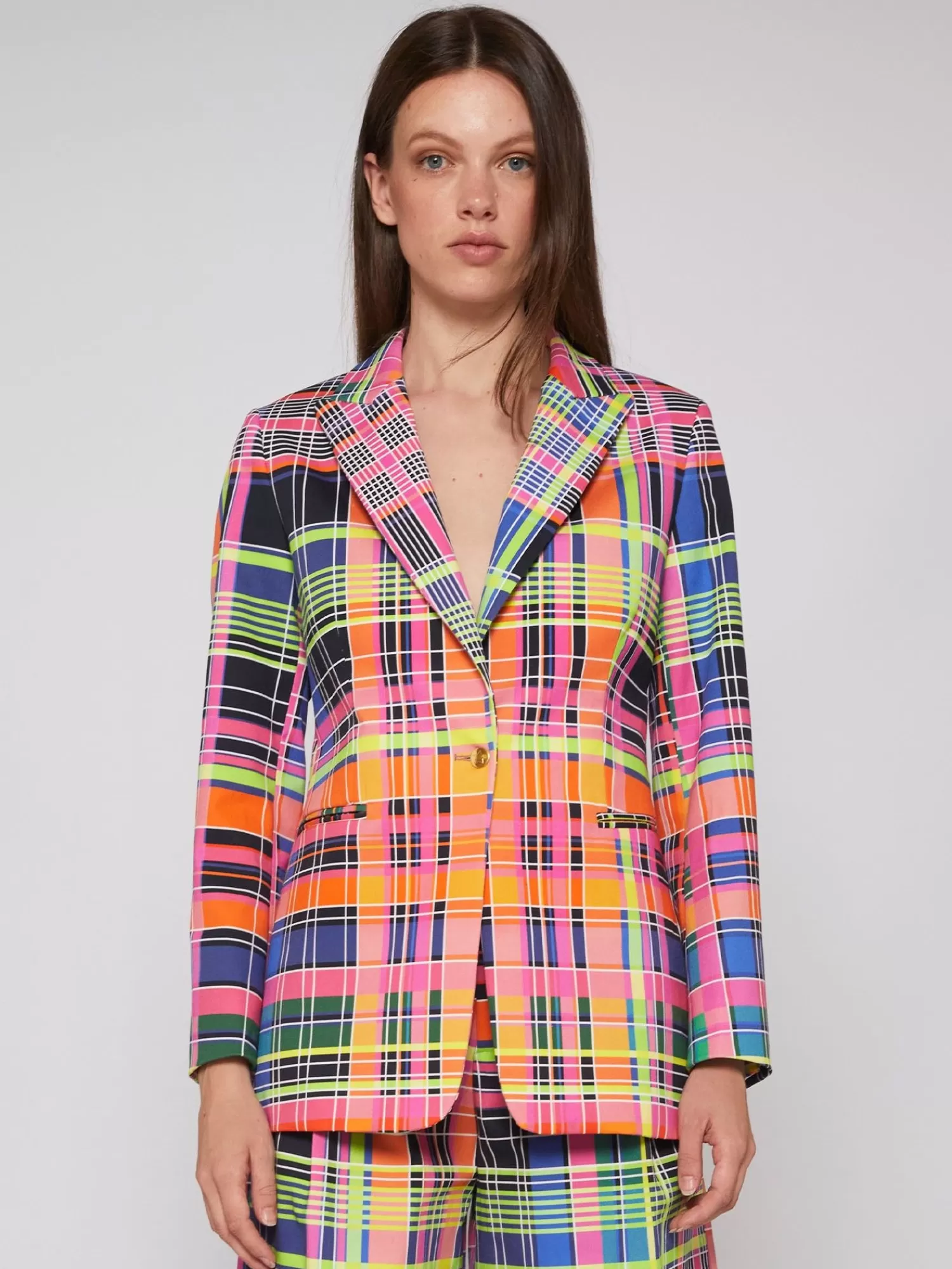 Mujer Vilagallo Chaqueta Cuadro Multicolour