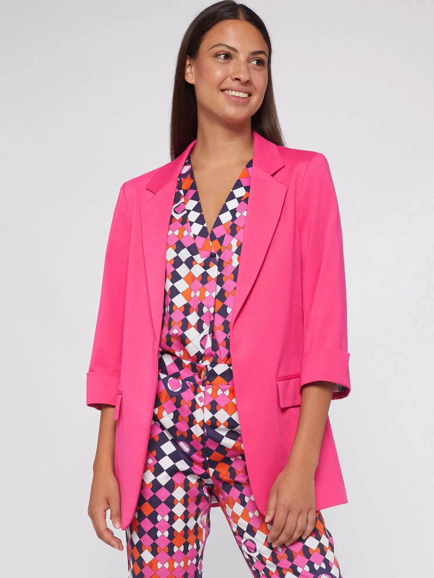 Mujer Vilagallo Chaqueta Punto Rosa Perfect Fit Noe Ropa