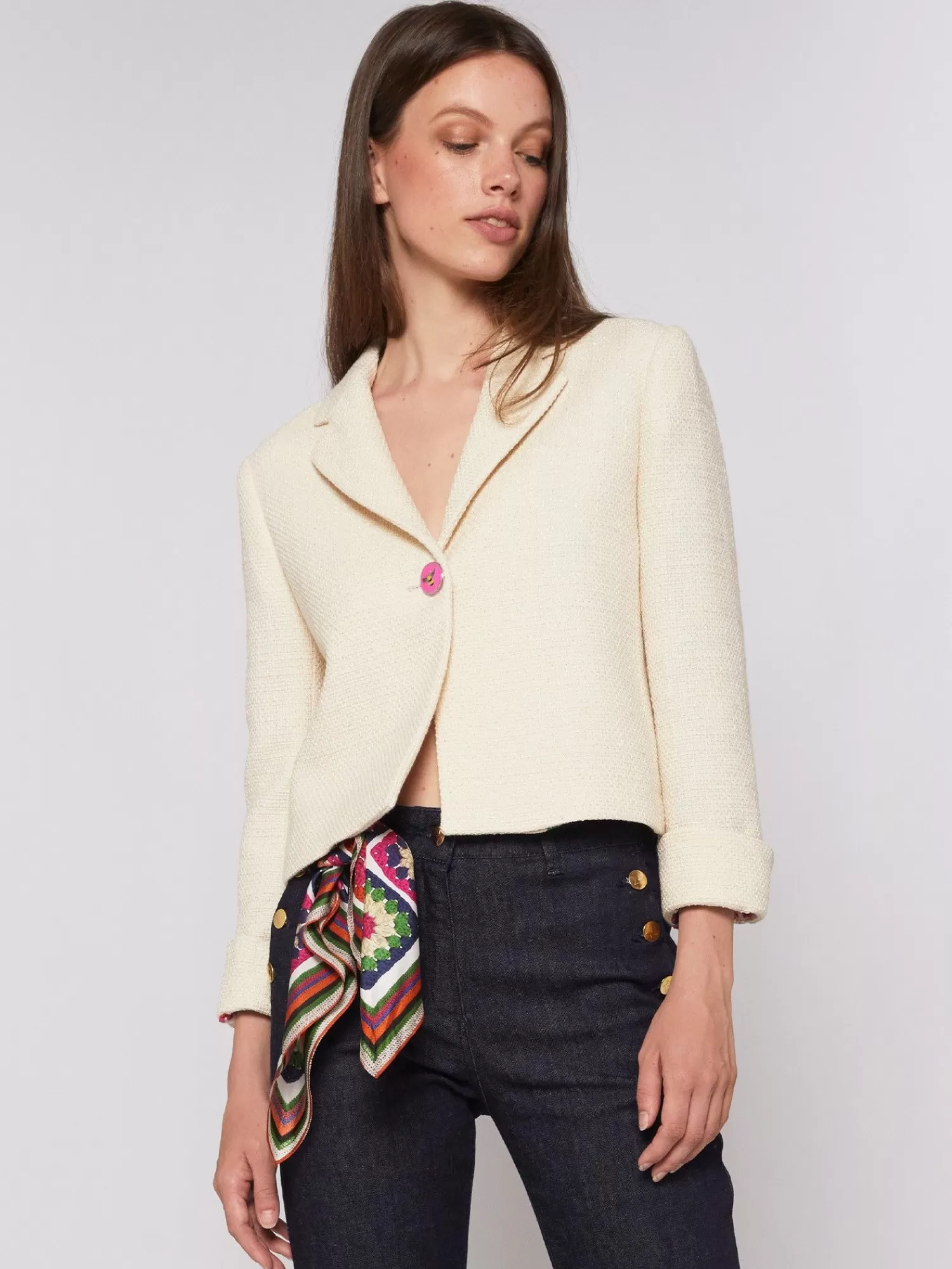 Mujer Vilagallo Chaqueta Tweed Crudo Con Lurex