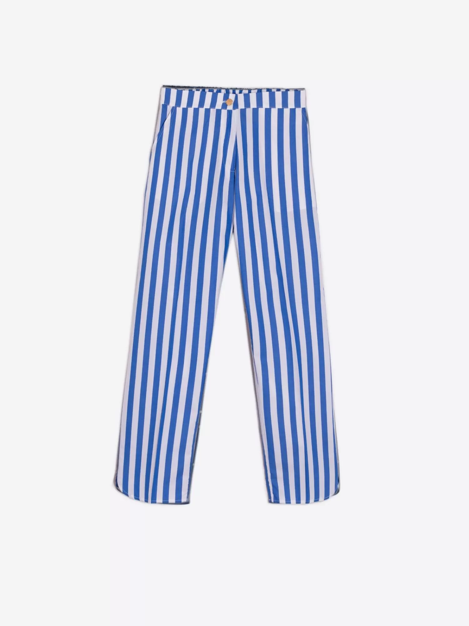 Mujer Vilagallo Pantalon Algodon Rayas Azul