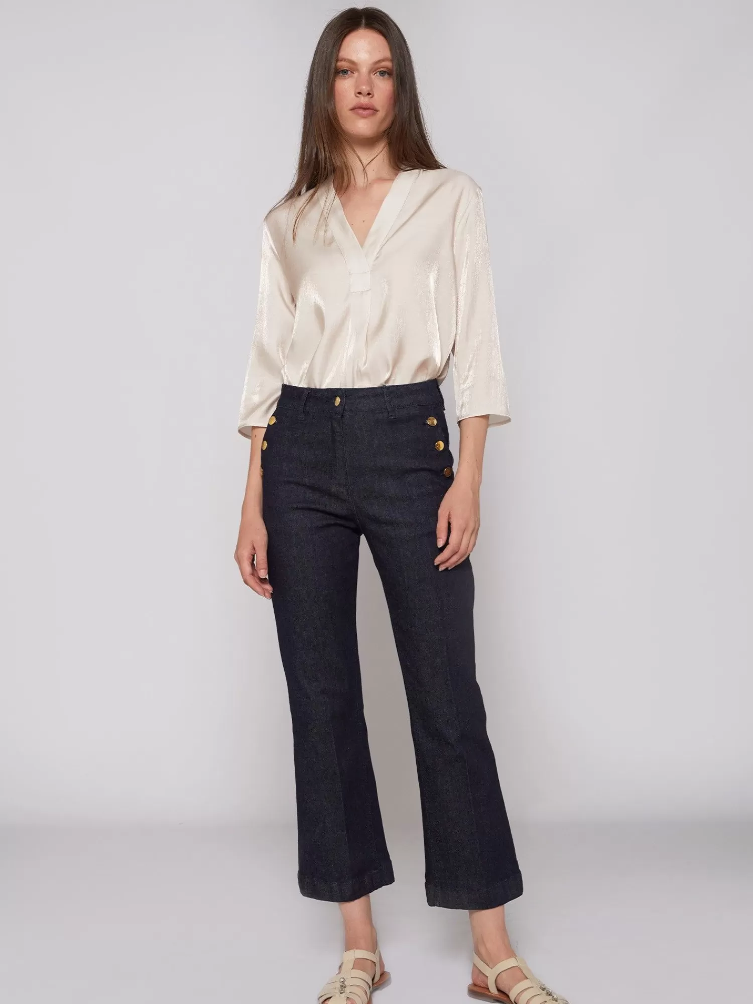 Mujer Vilagallo Pantalon Amelie Dark Denim