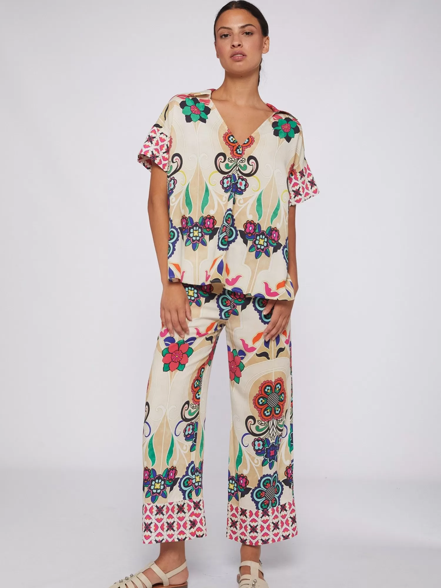 Mujer Vilagallo Pantalon Sandra Floral Noveau